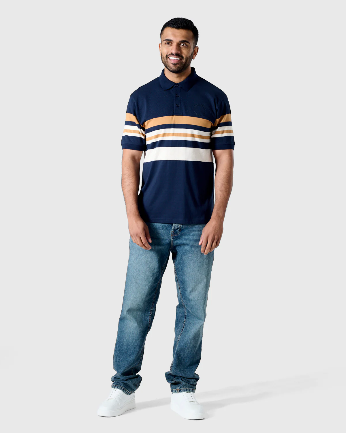 NFFC Navy Premium Circle Striped Polo - Image 3