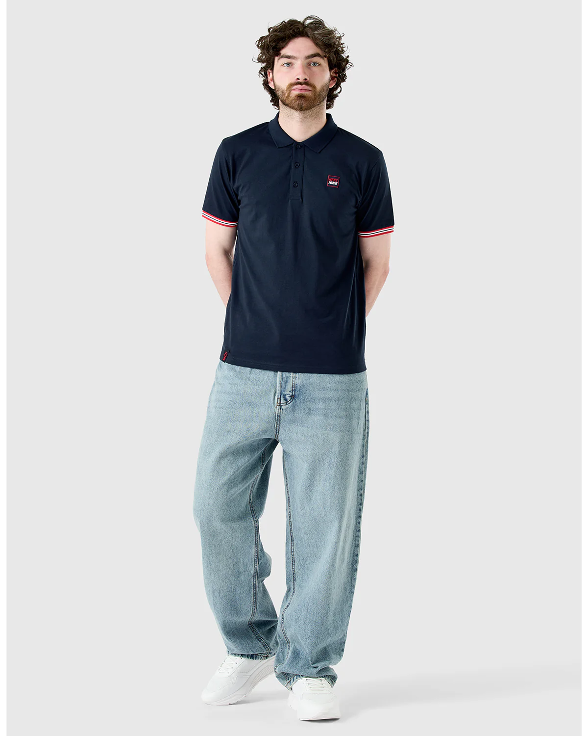 NFFC Navy Sports Casual Tipped Sleeve Polo - Image 3