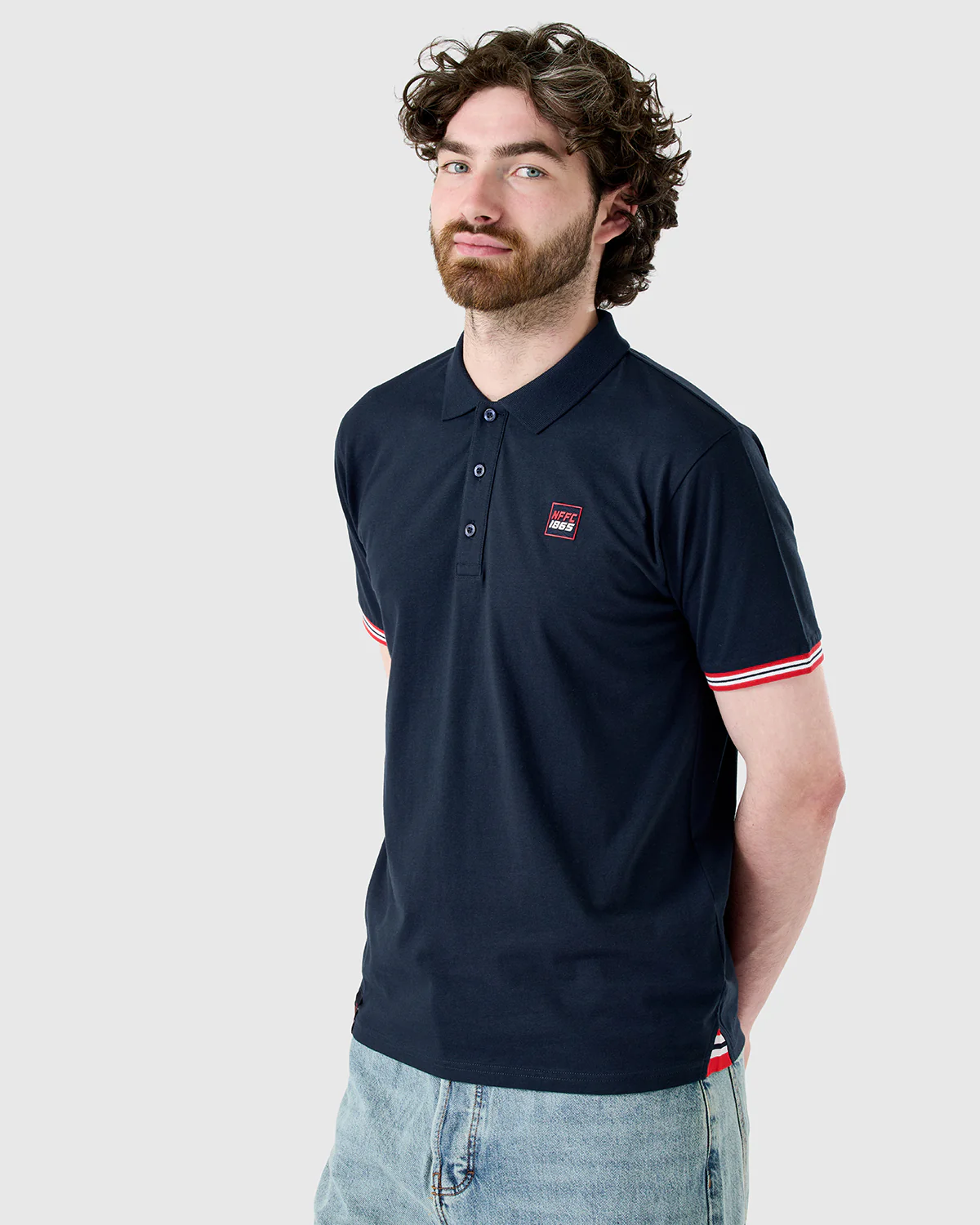 NFFC Navy Sports Casual Tipped Sleeve Polo - Image 4