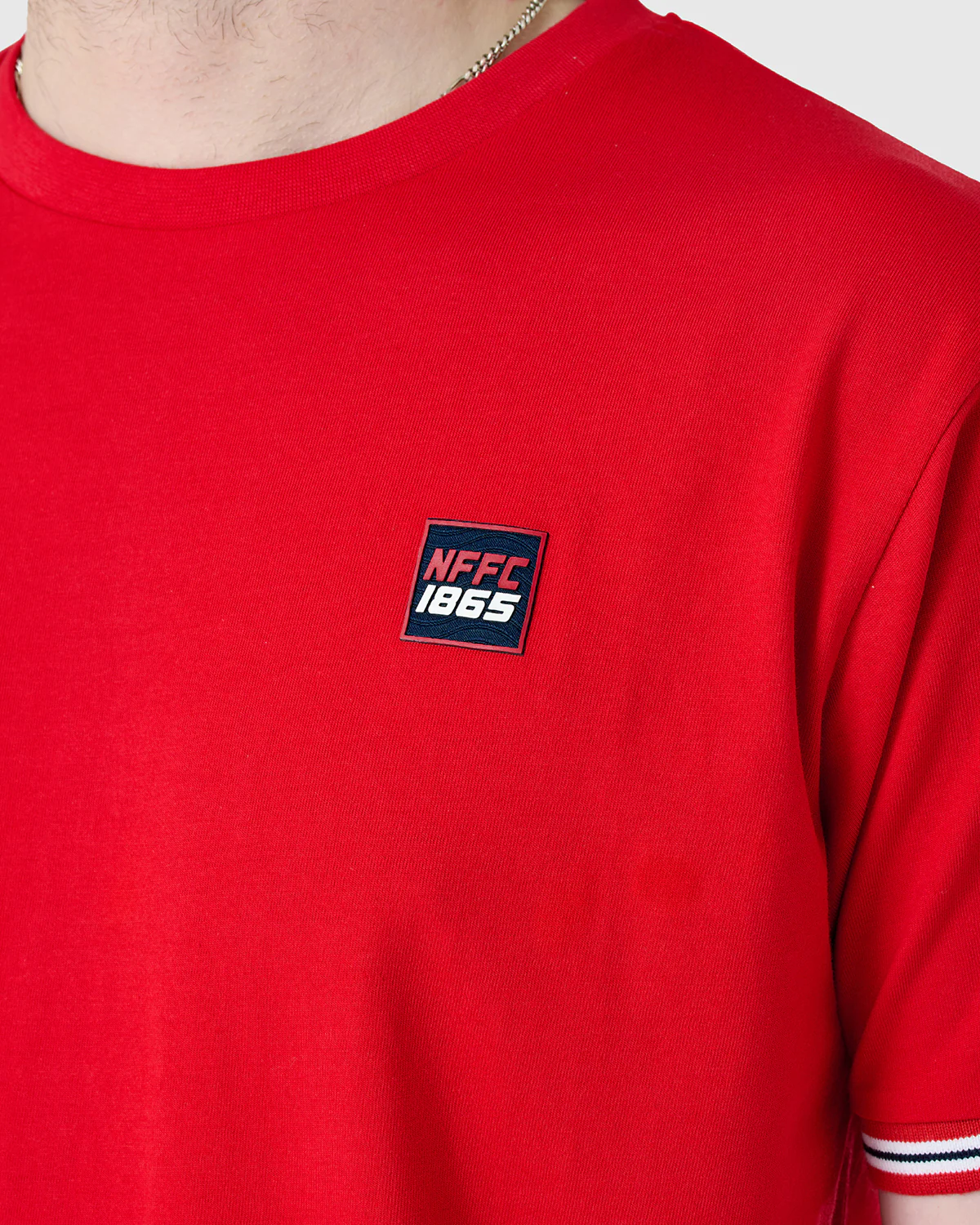 NFFC Red Sports Casual Tipped Sleeve T-Shirt - Image 2
