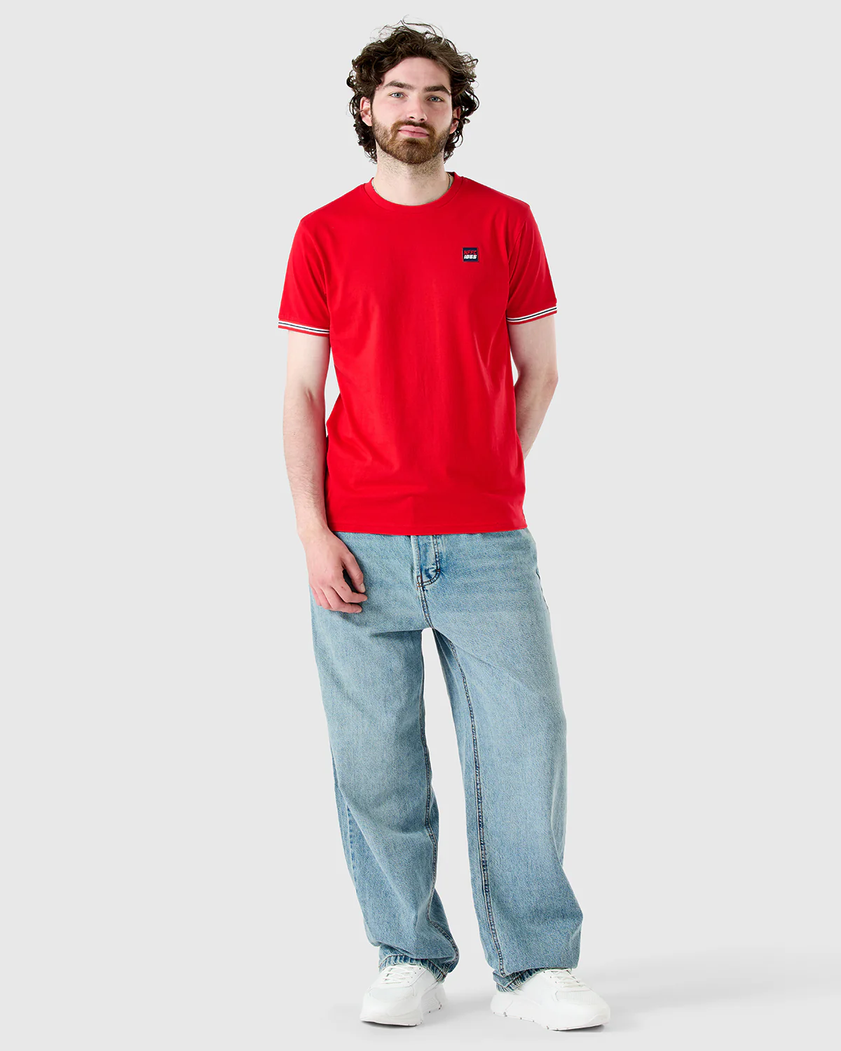 NFFC Red Sports Casual Tipped Sleeve T-Shirt - Image 4