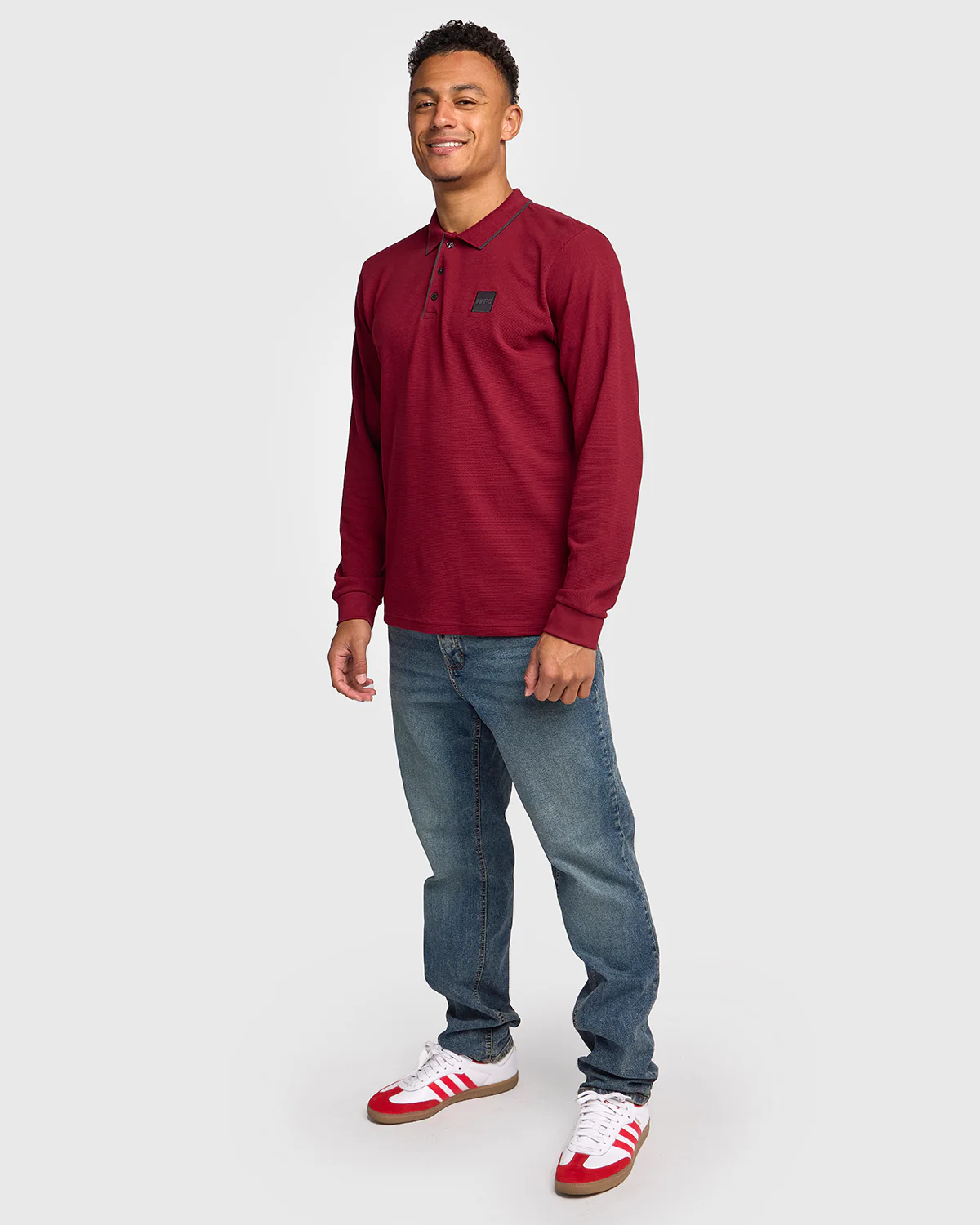 NFFC Red Terrace Long Sleeve Polo - Image 3