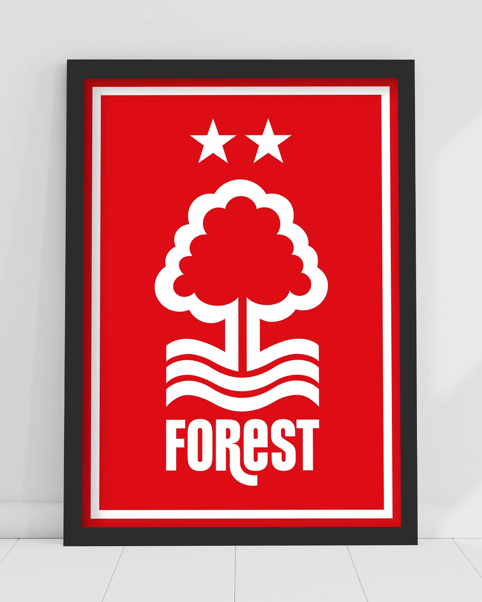 NFFC White Crest Red Background Print - Framed/Unframed